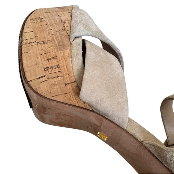 Veronica Beard Lucille Cork Suede Platform Sandals - Picture 5 of 9
